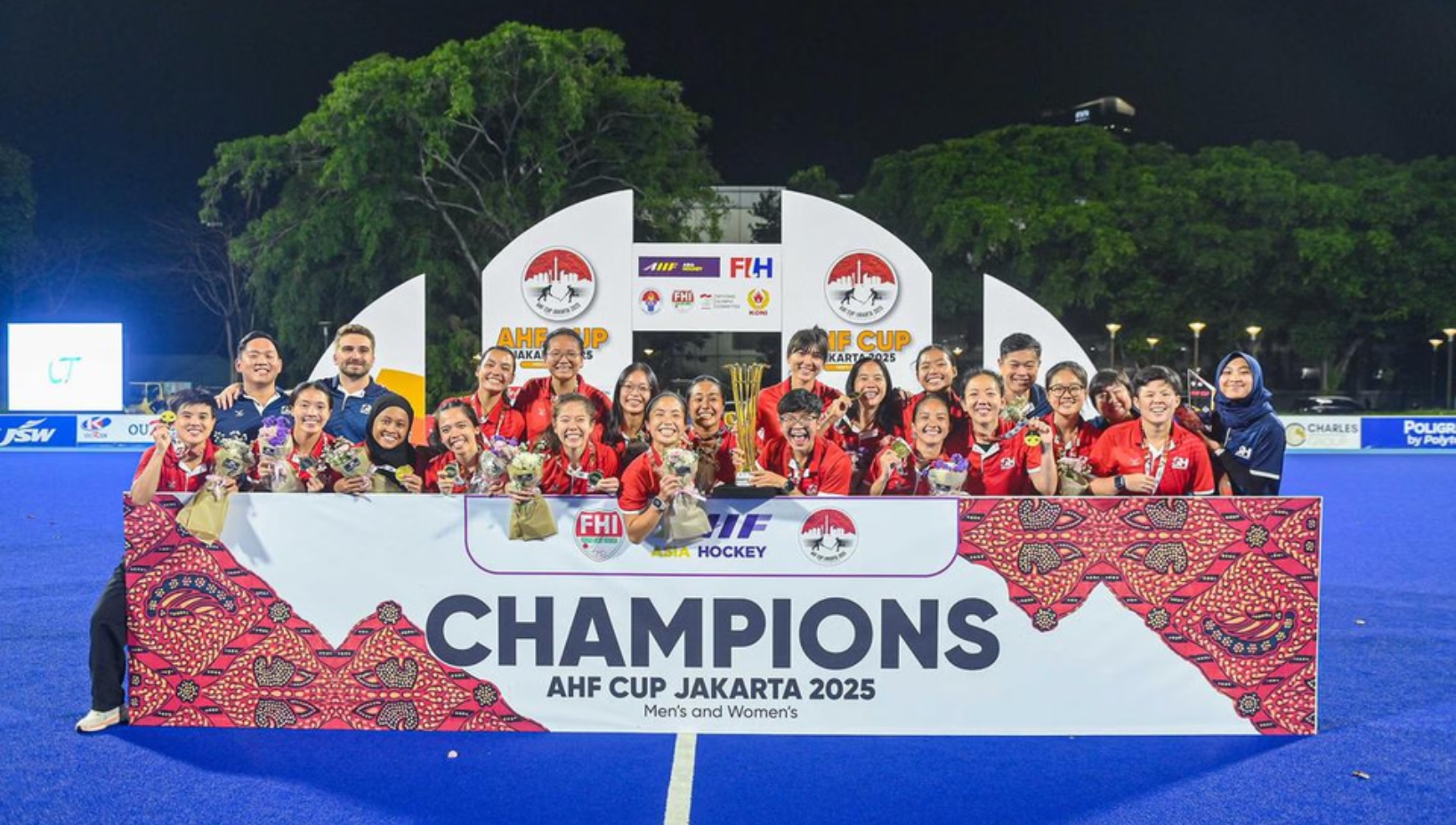 Despite battling with a stomach flu outbreak, the Singapore women's hockey team made history by winning their first Asian Hockey Federation (AHF) Cup title on April 27 in Jakarta. 