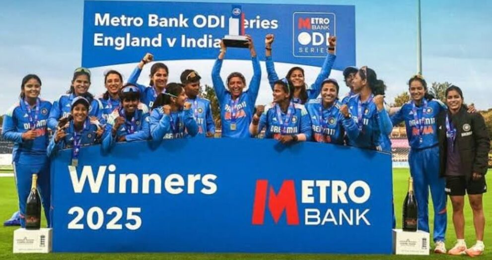 India defeated England by 13 runs in the third and final ODI at Chester-le-Street, taking the series 2-1. Skipper Harmanpreet Kaur set the tone with a controlled 102 off 84 balls, her seventh ODI century.