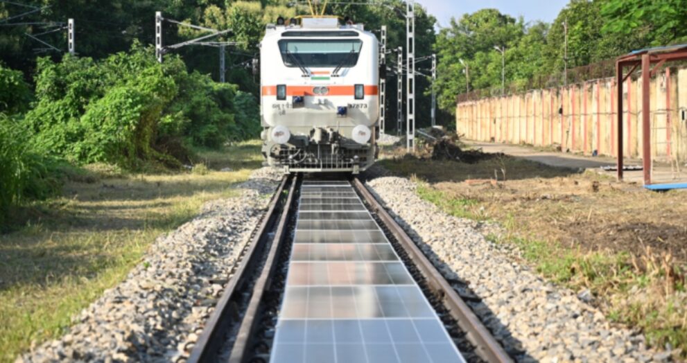 The Banaras Locomotive Works (BLW) in Varanasi has set a historic milestone by installing India's first removable solar panel system between railway tracks.
