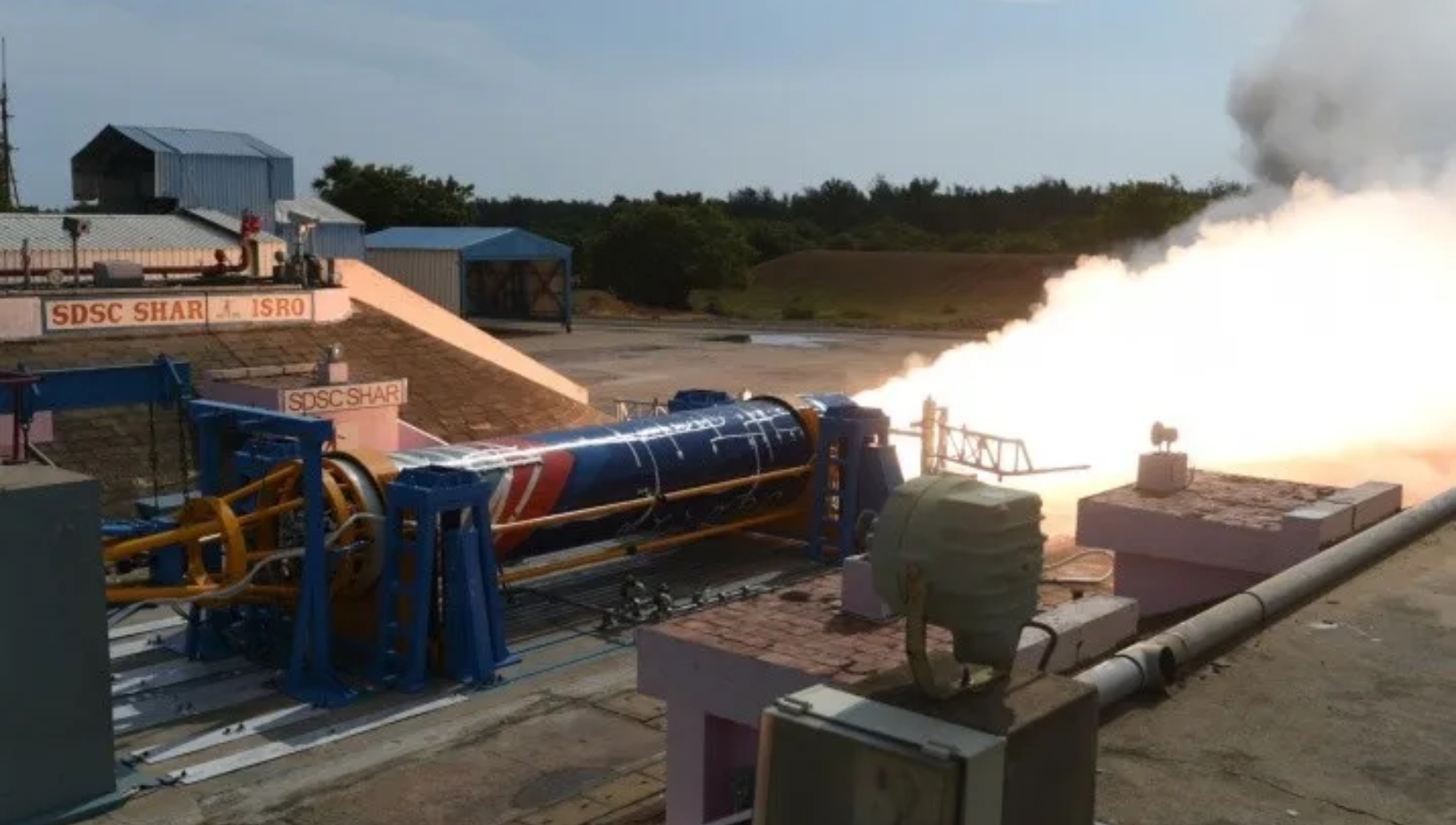 The Satish Dhawan Space Centre in Sriharikota witnessed the successful firing of the KALAM 1200 rocket motor, a significant milestone in India's developing private space sector.
