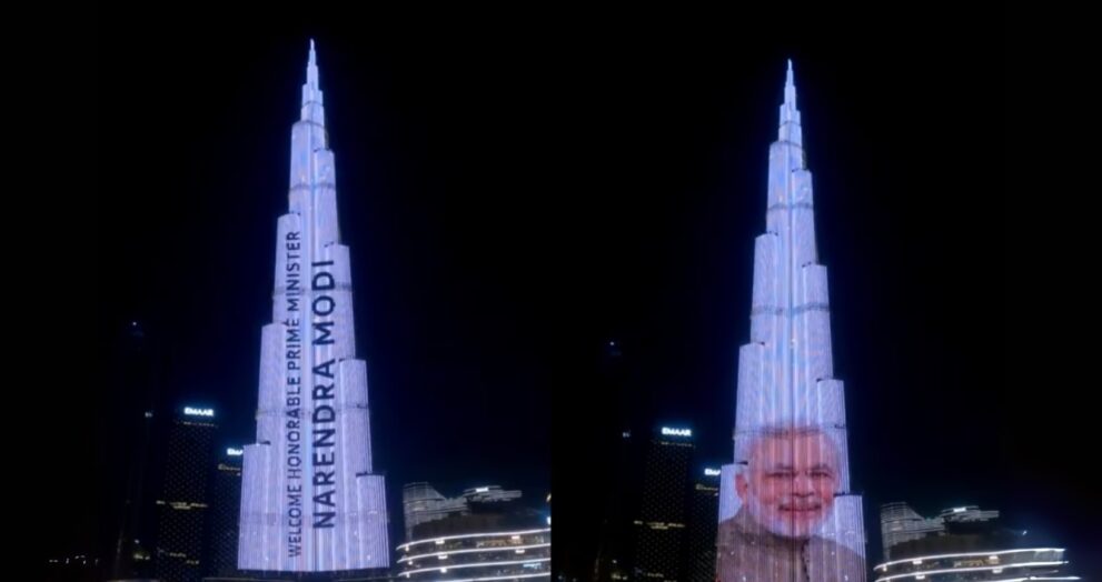 Dubai's renowned Burj Khalifa lit up with a magnificent display of the Indian tricolour to commemorate Prime Minister Narendra Modi's 75th birthday.