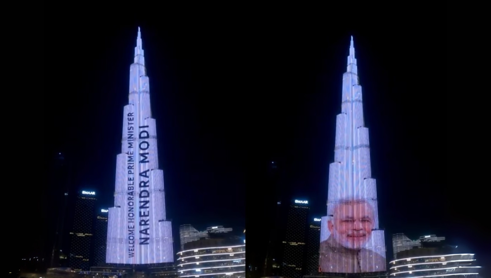 Dubai's renowned Burj Khalifa lit up with a magnificent display of the Indian tricolour to commemorate Prime Minister Narendra Modi's 75th birthday.