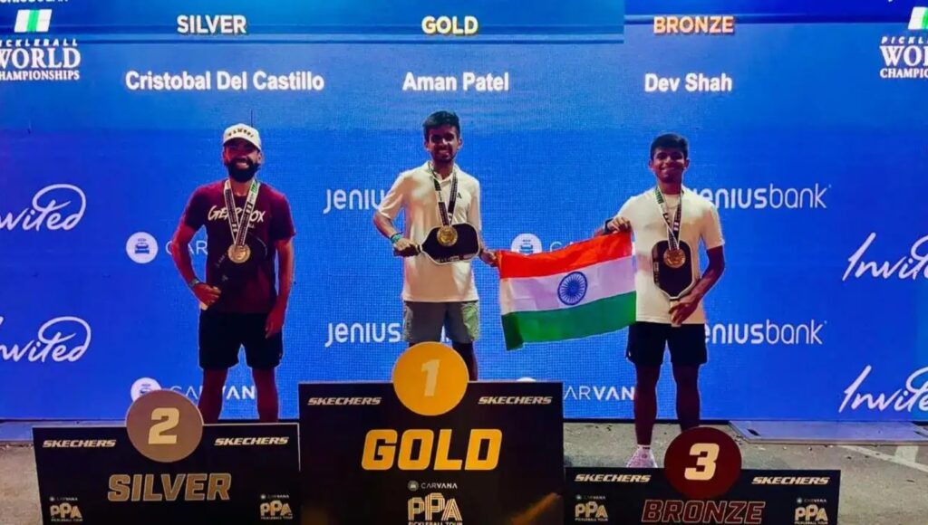 India celebrated a proud moment when Aman Patel won India's first gold medal at the Pickleball World Championships, which were held at Brookhaven Country Club in Farmers Branch, Texas.