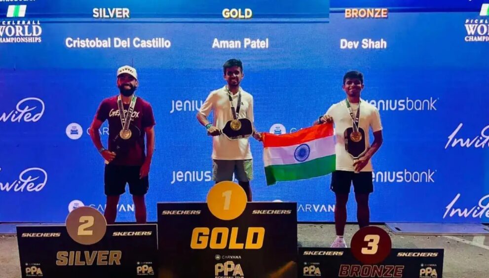 India celebrated a proud moment when Aman Patel won India's first gold medal at the Pickleball World Championships, which were held at Brookhaven Country Club in Farmers Branch, Texas.